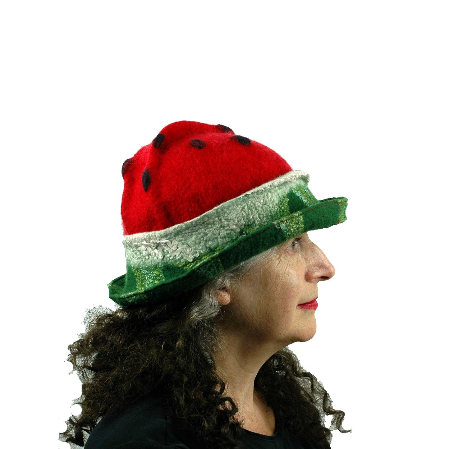 Kawaii Watermelon Sunshine Fedora with Brim - side view