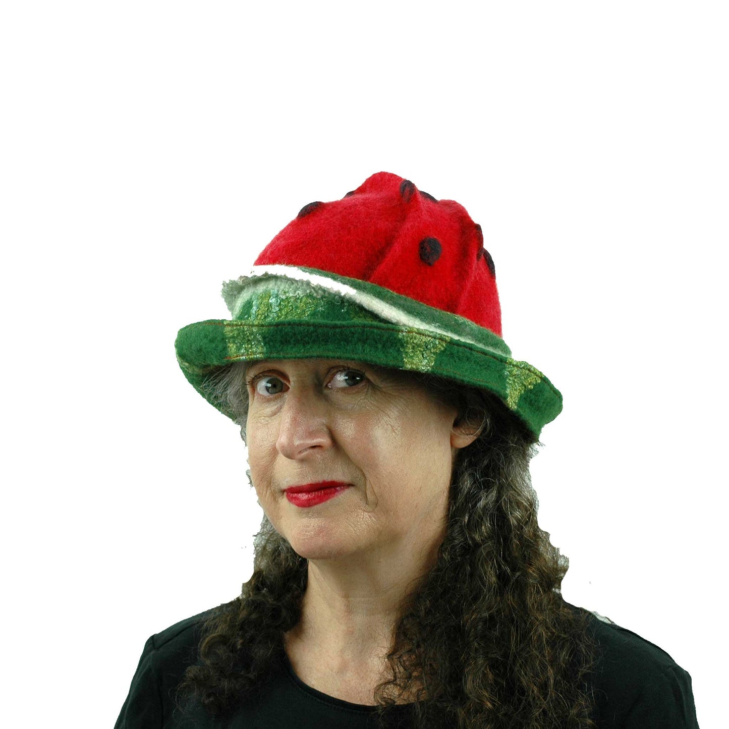 Kawaii Watermelon Sunshine Fedora with Brim - threequarters view