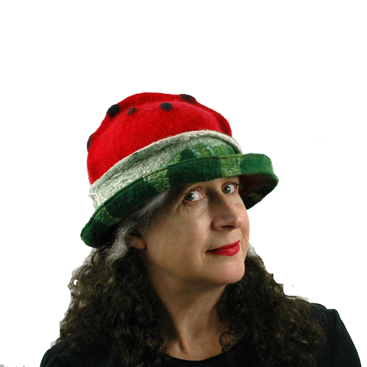 Kawaii Watermelon Sunshine Fedora with Brim - threequarters view