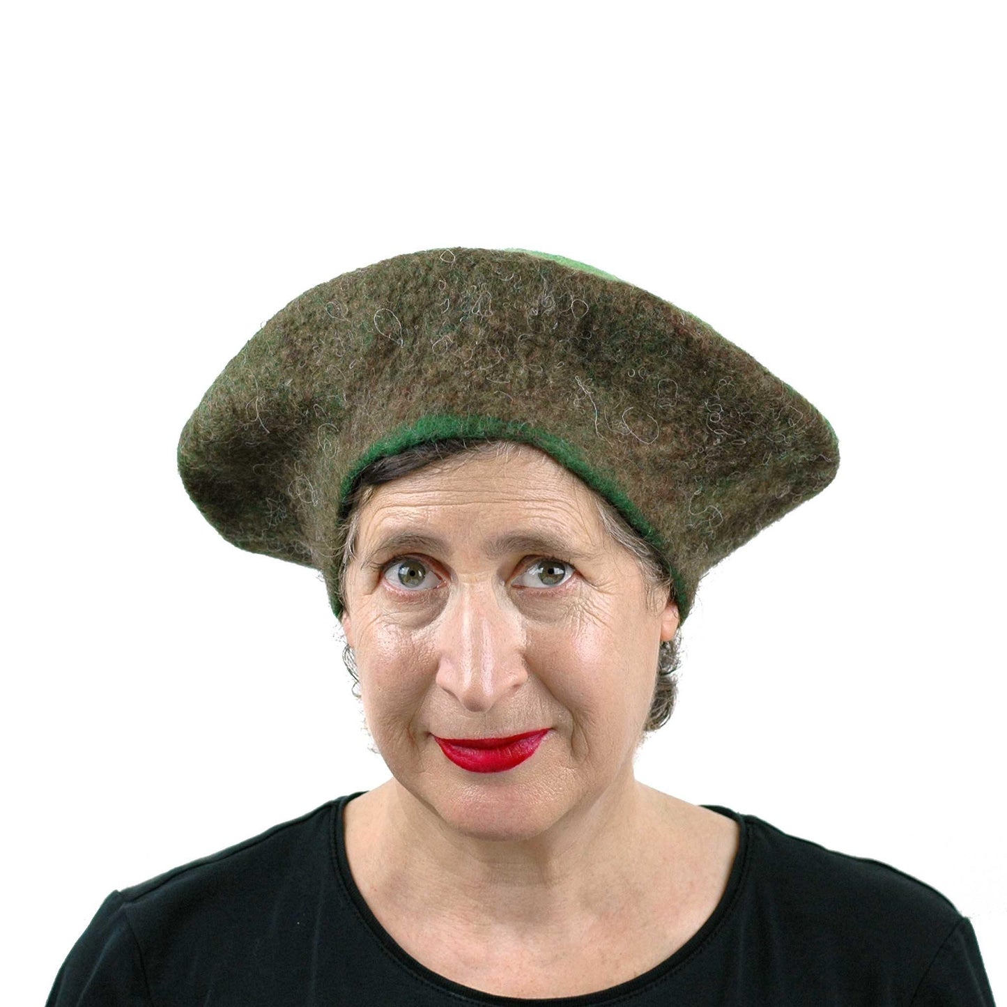 Large Size Felted Kiwi Hat - front view
