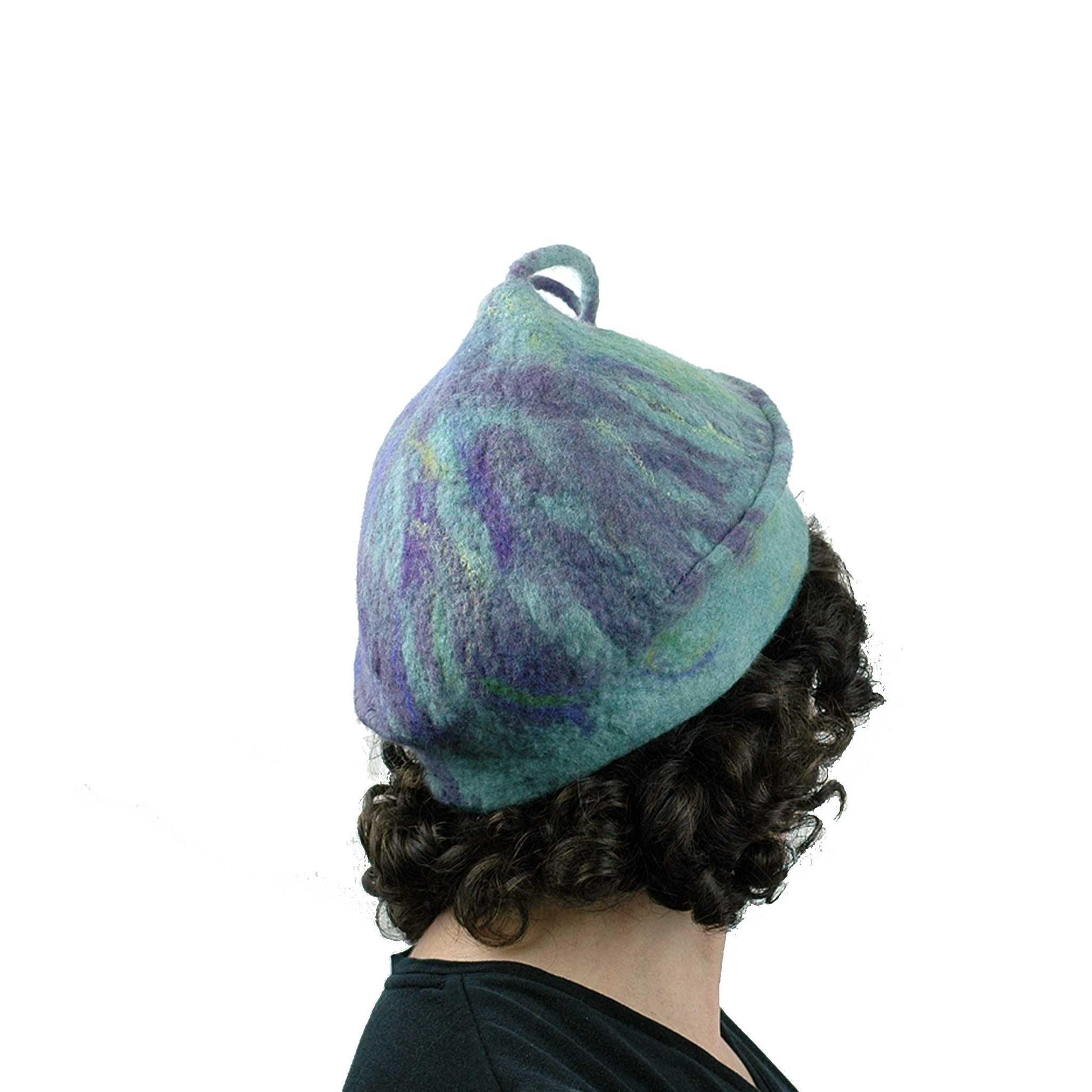 Lavender Green Curlicue Beret - back view