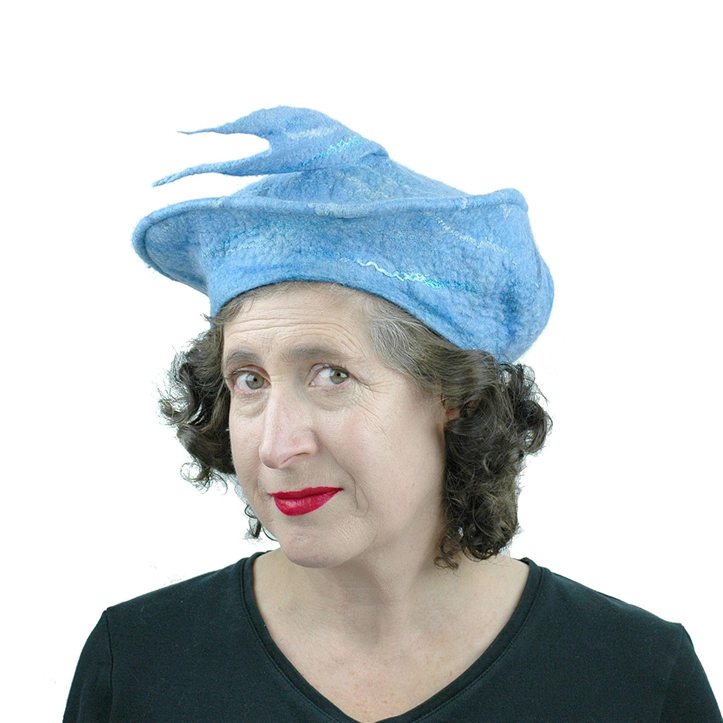 Light Blue Beret with Fishtail - front view