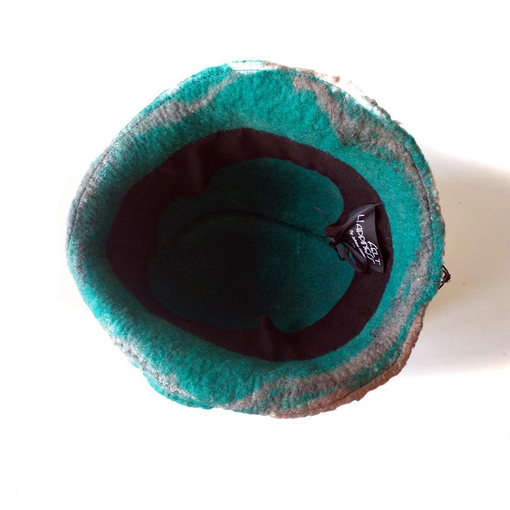Felted Light Brown Highland Style Cloche - inside view