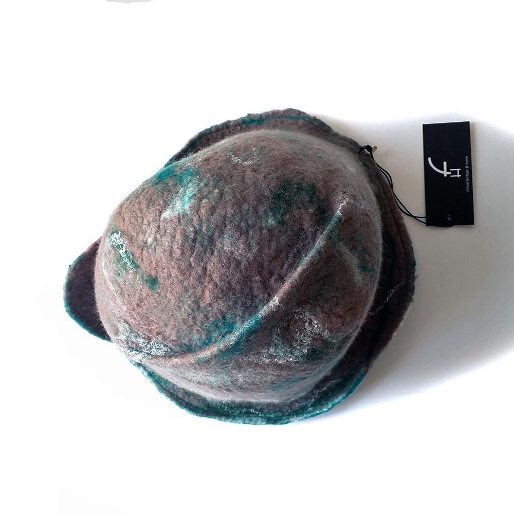 Felted Light Brown Highland Style Cloche - top view