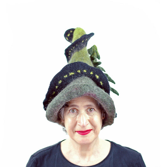 Long and Winding Road Felted Witch Hat - front view