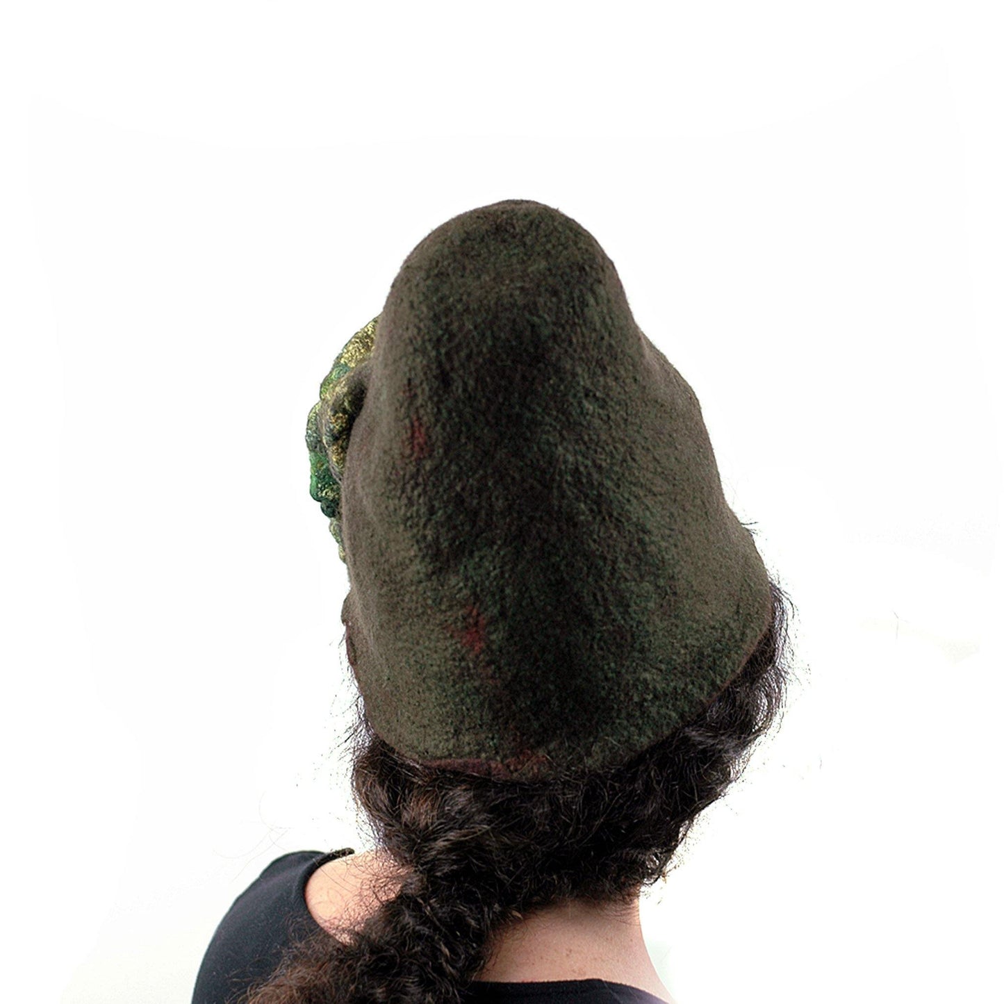 Mossy Forest Felted Fez - back view