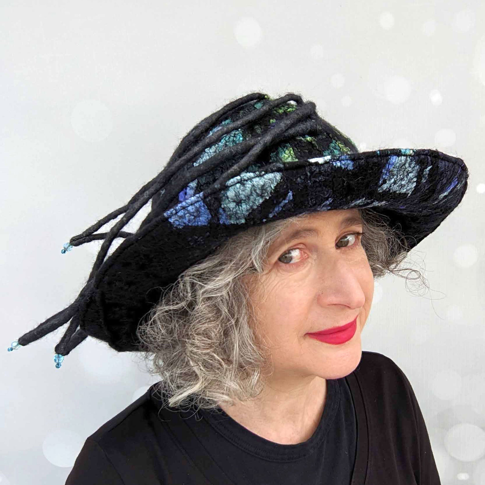 Wide-Brimmed Hat Hairstyle For Curly Hair Mother of the Bride Wide Brimmed Exhibition Hat | FeltHappiness Hats