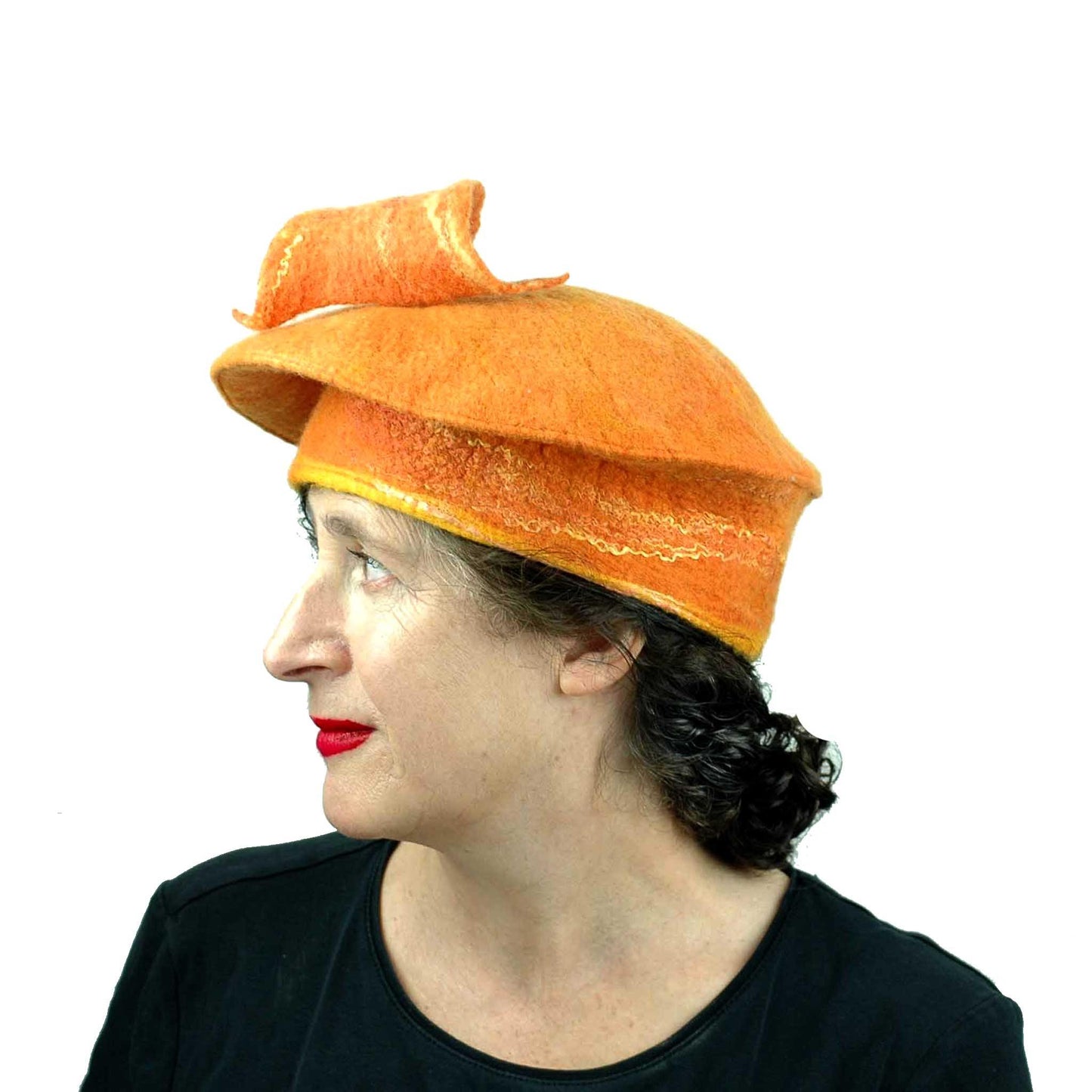 Orange Fishtail Beret Large Size