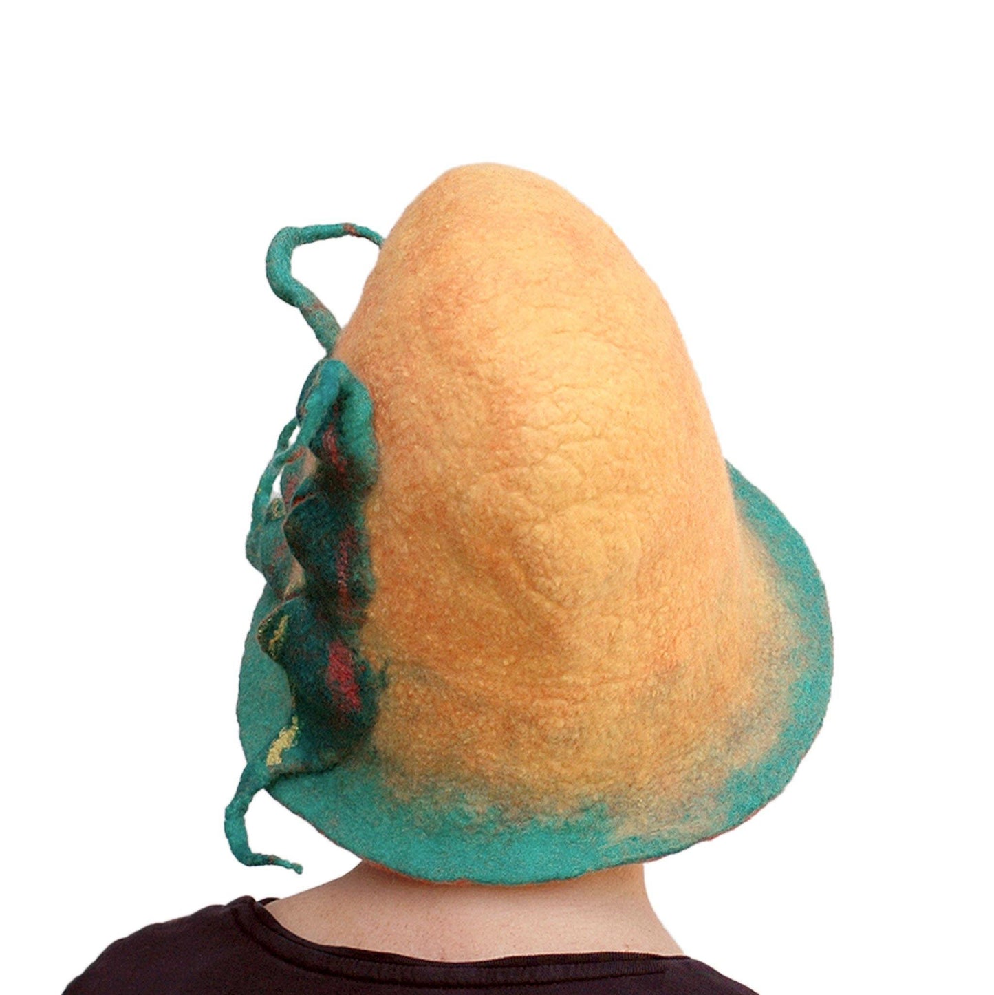~ Adopted ~ Oversized Yellow Orange and Green Hat with Rounded Top