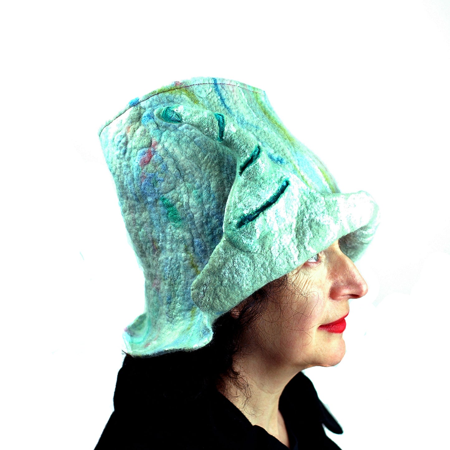 Pale Green Unicorn Fantasy Hat - side view