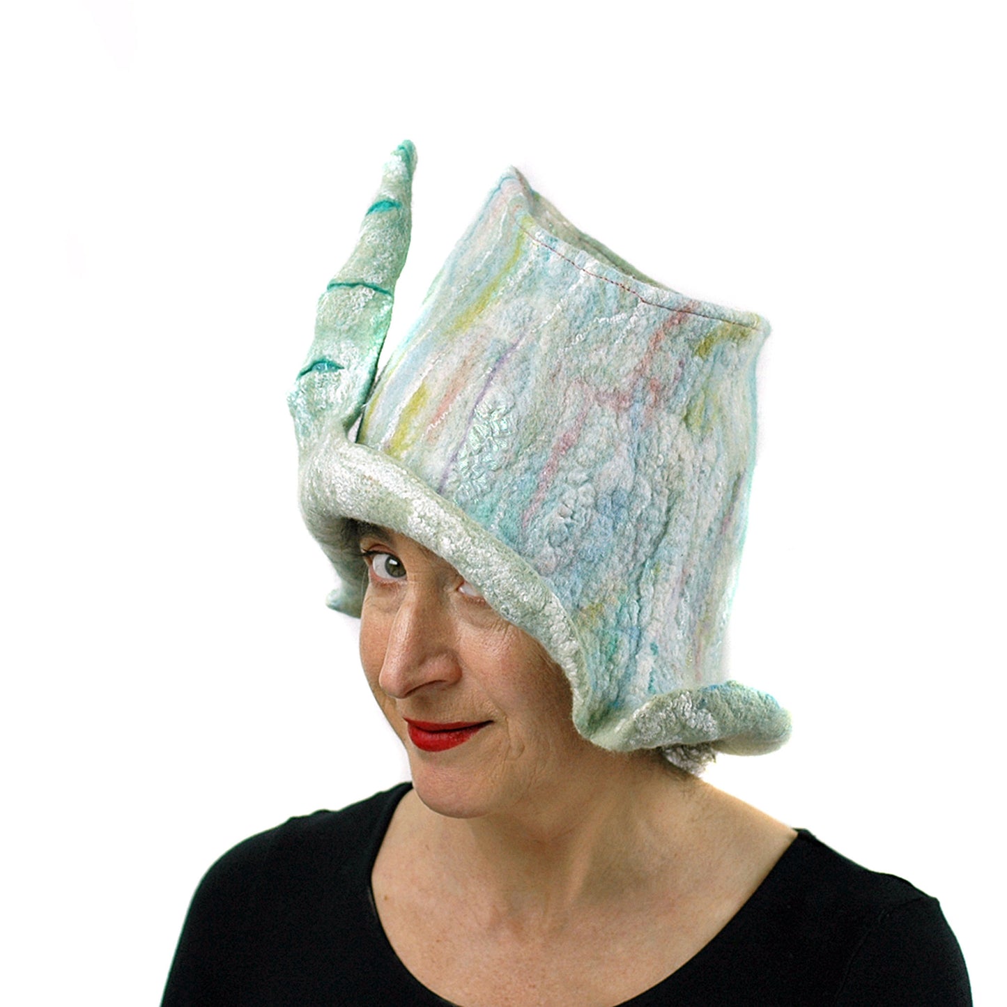 Pale Green Unicorn Fantasy Hat -three quarters view