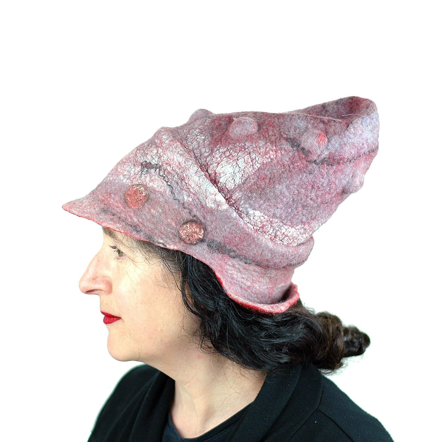 Pink Pastel Colored Newsboy Hat - side view