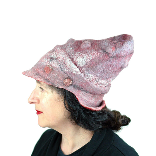 Pink Pastel Colored Newsboy Hat - side view