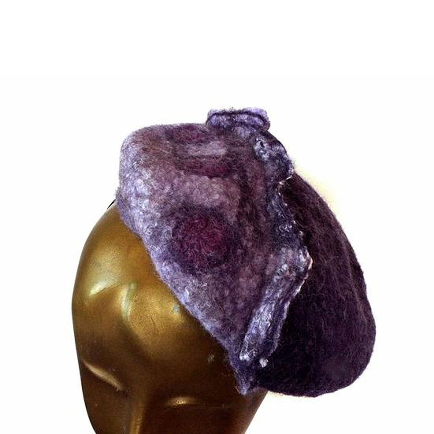 Purple Button Beret with Polka Dots
