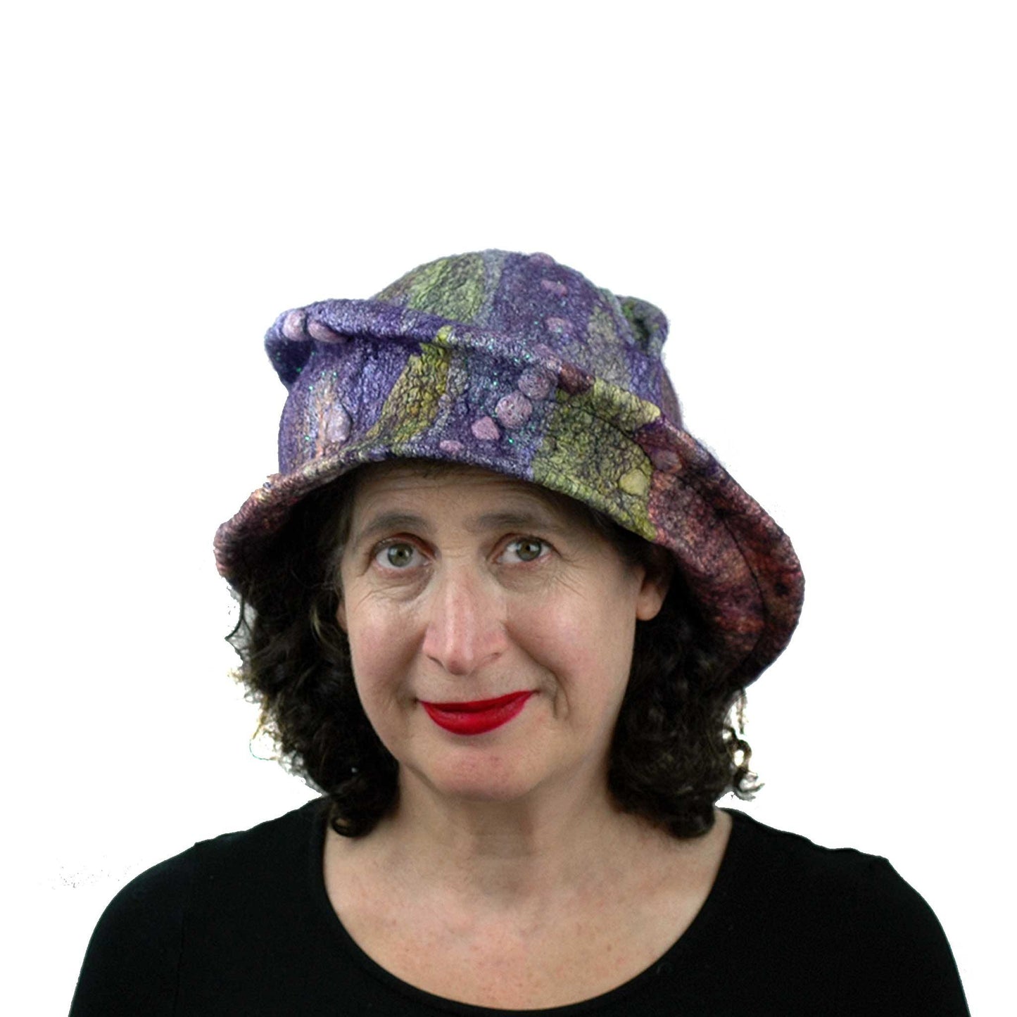 Purple Jewel Toned Brim Hat - flexible front