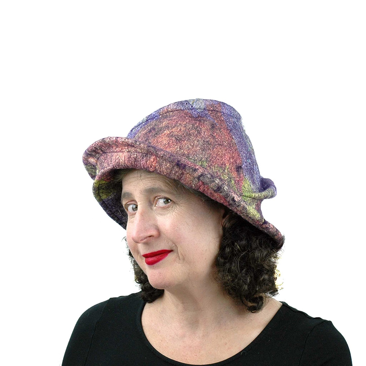Purple Jewel Toned Brim Hat - three quarters view