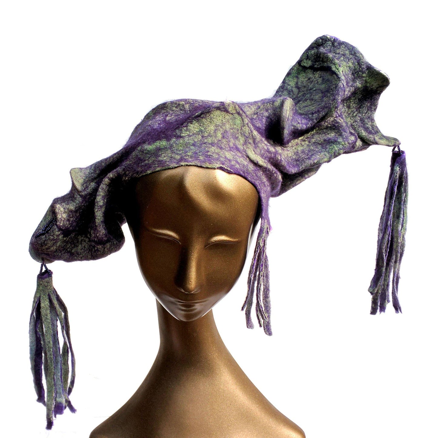 Purple Jester Fantasy Headdress with Tassels