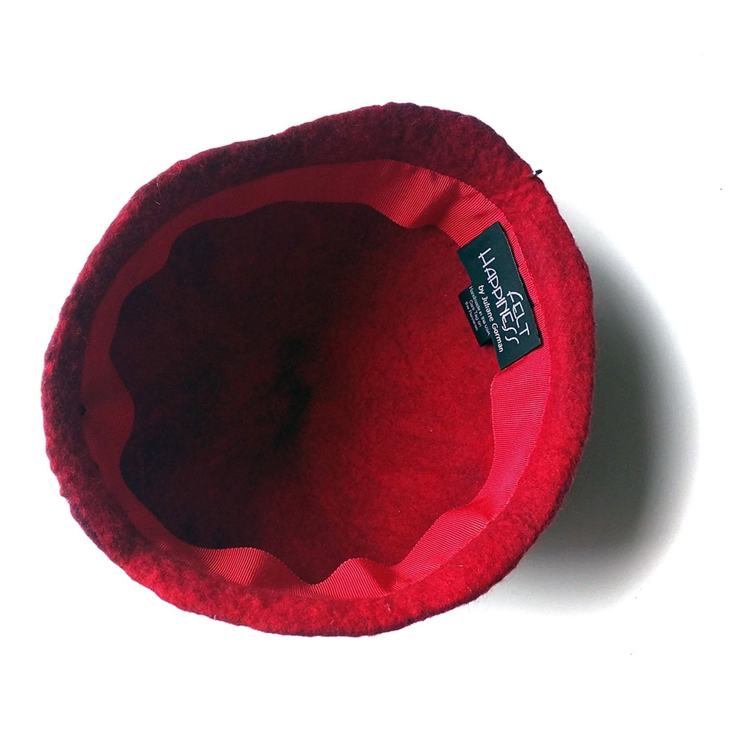 Red Felted Skullcap - inside view