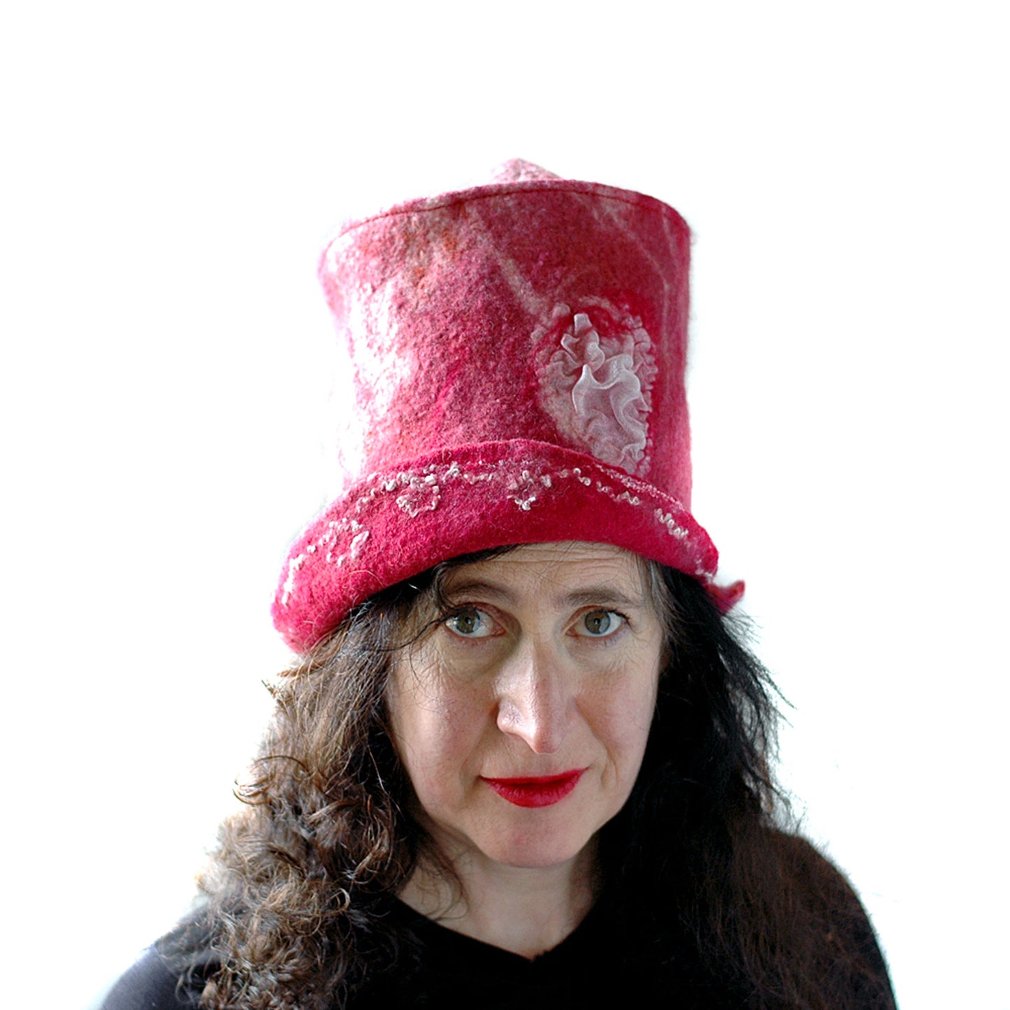 Red Valentines Heart Top Hat - front view
