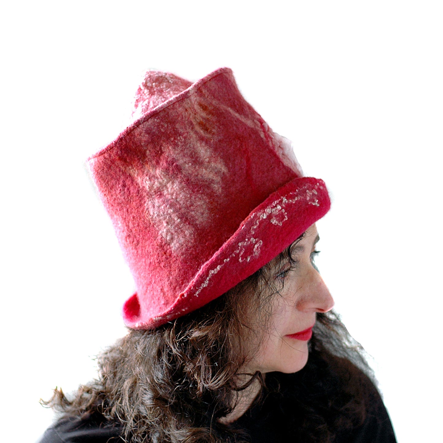Red Valentines Heart Top Hat - another side view