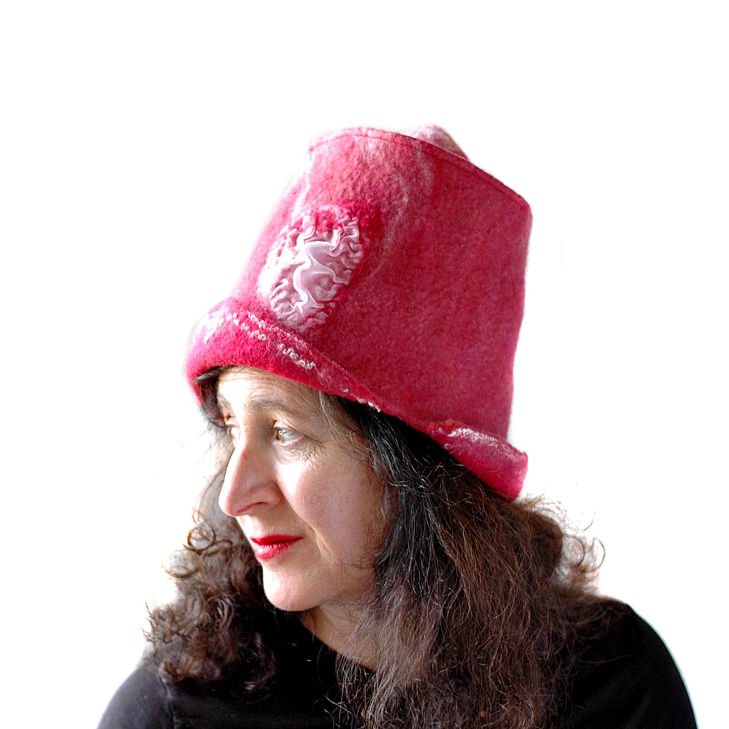 Red Valentines Heart Top Hat - side view