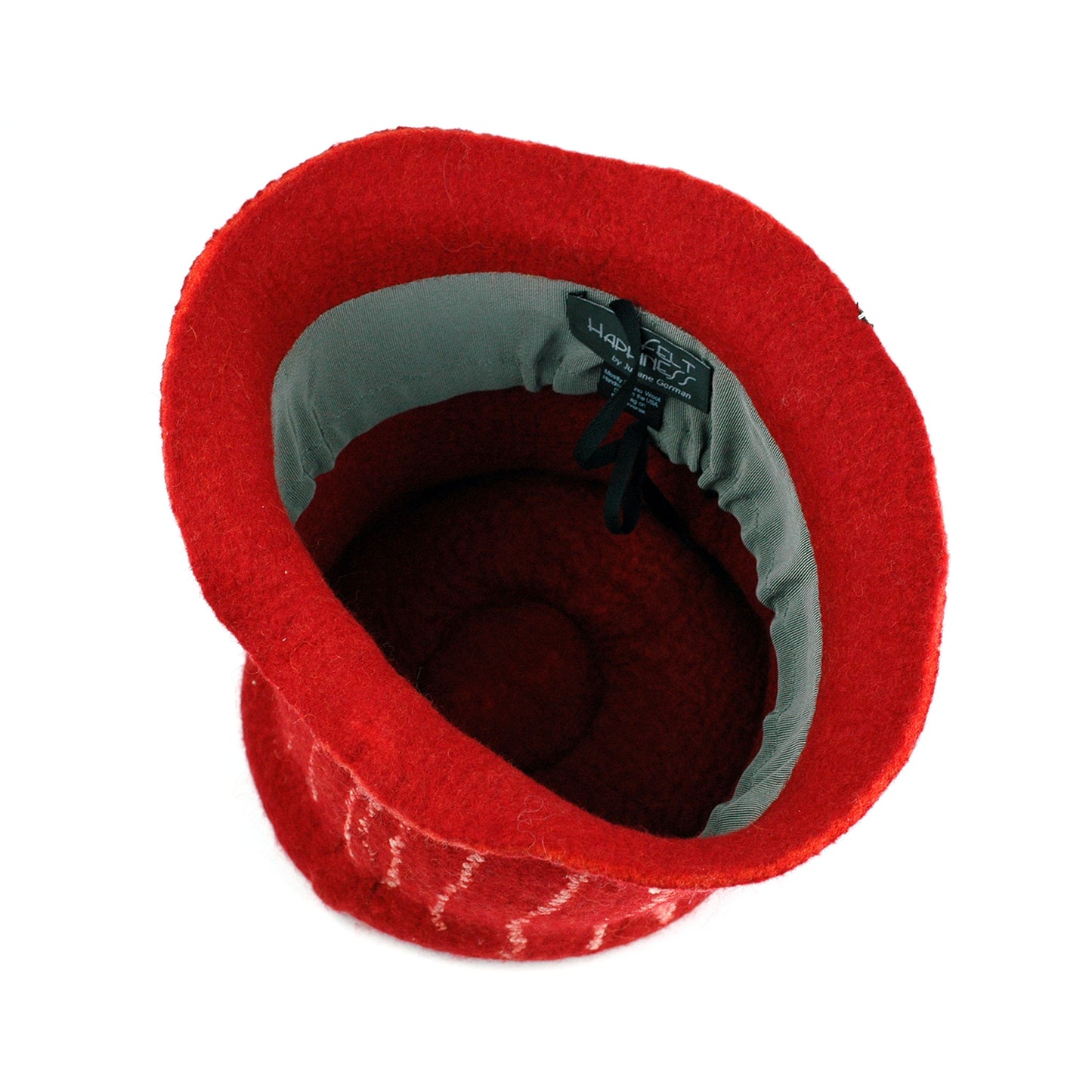 Red Top Hat with White Stripes - inside view