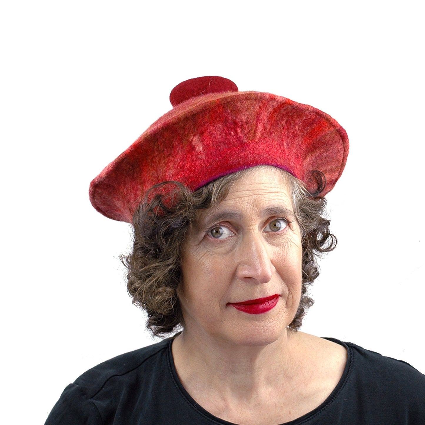 Rust Colored Felted Beret - front view