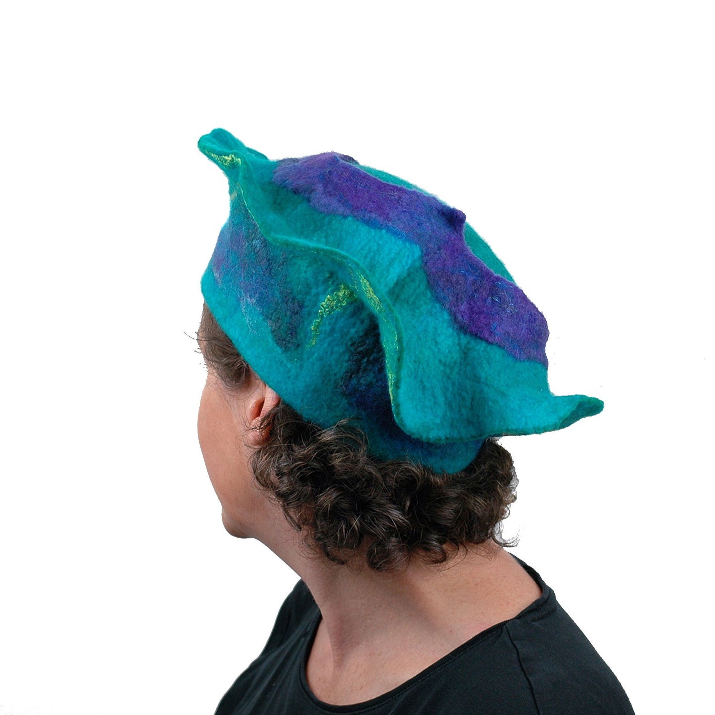 Sculptural Peacock Inspired Felted Hat - back view