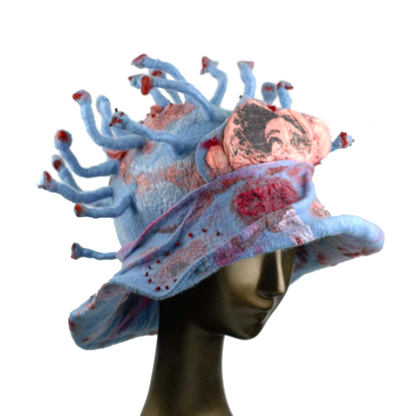 Separate Yet Connected Coronavirus Inspired Felted Cloche Hat - threequarters view