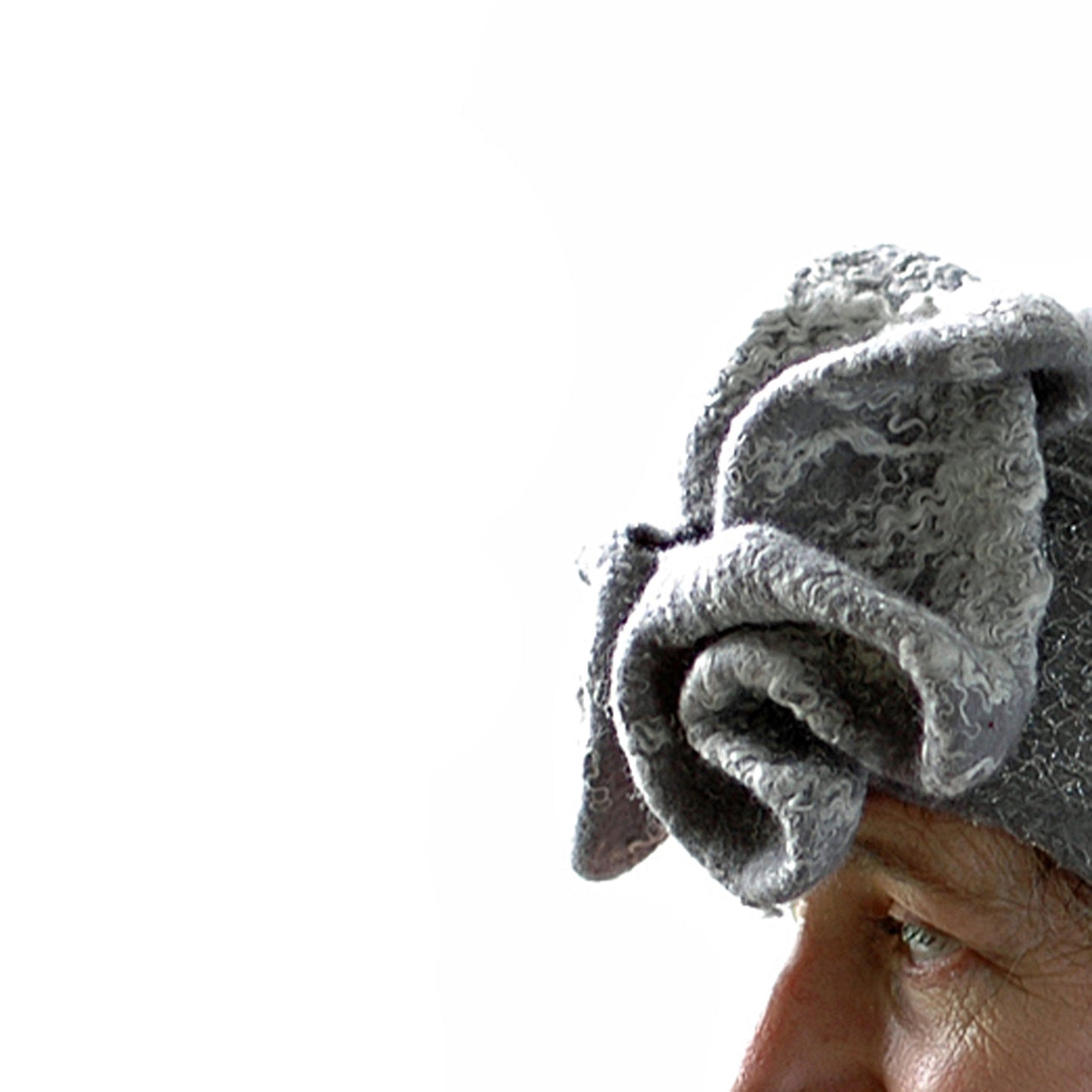 Silver Aviator Hat with Earflaps - closeup