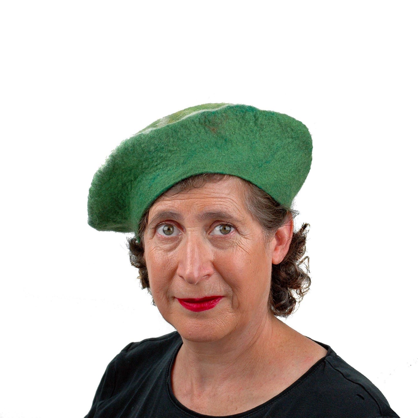 Slice of Lime Felted Beret Hat - front view