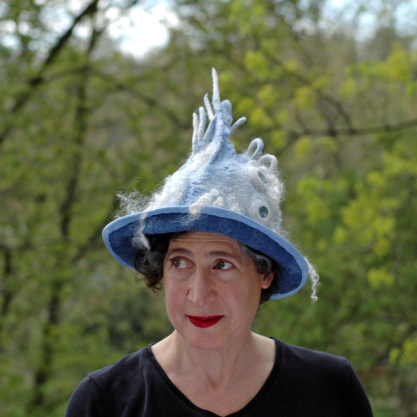 Spiky Blue Felted Pixie Hat