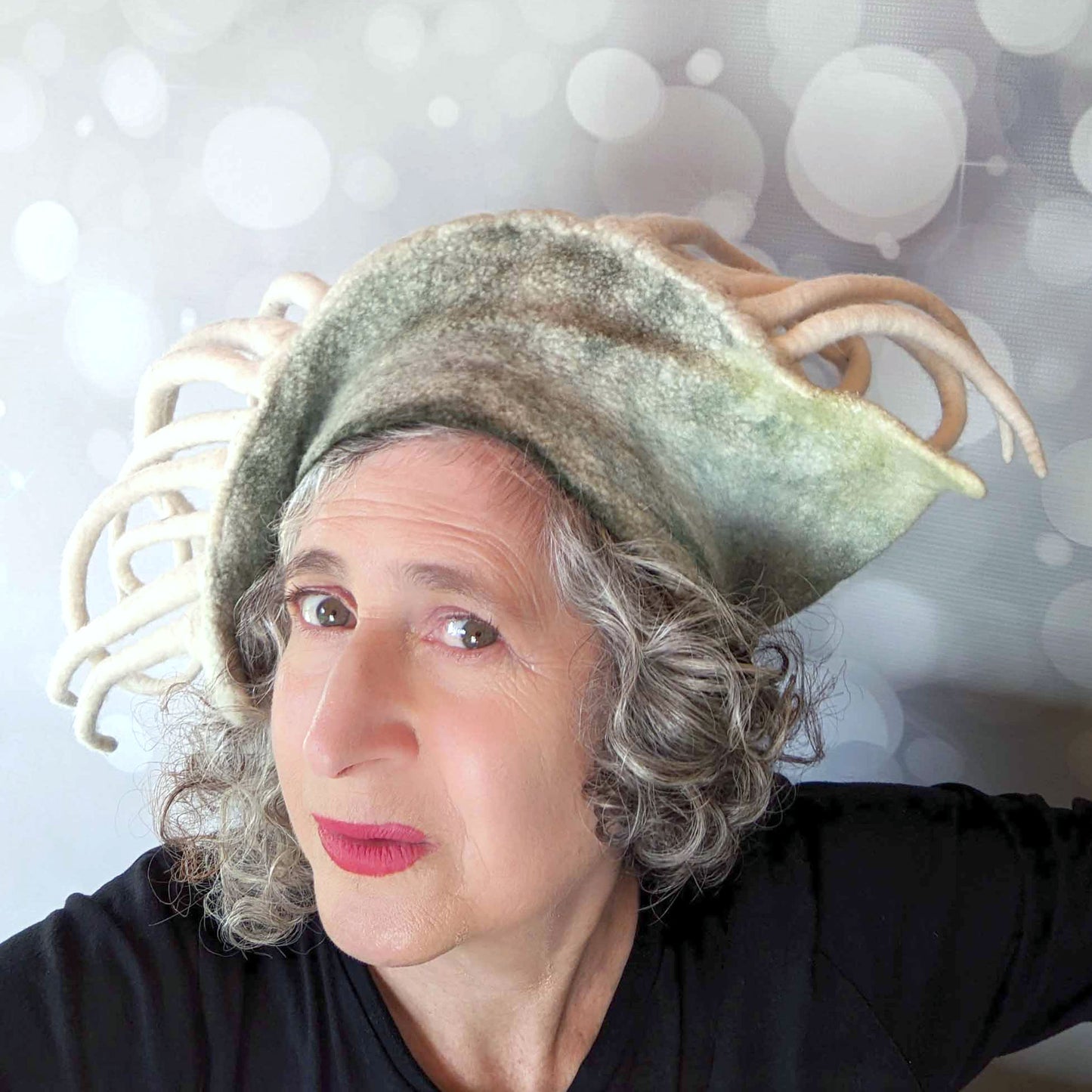 Surreal Sculptural Eye Wearable Art Fantasy Hat - threequartersview