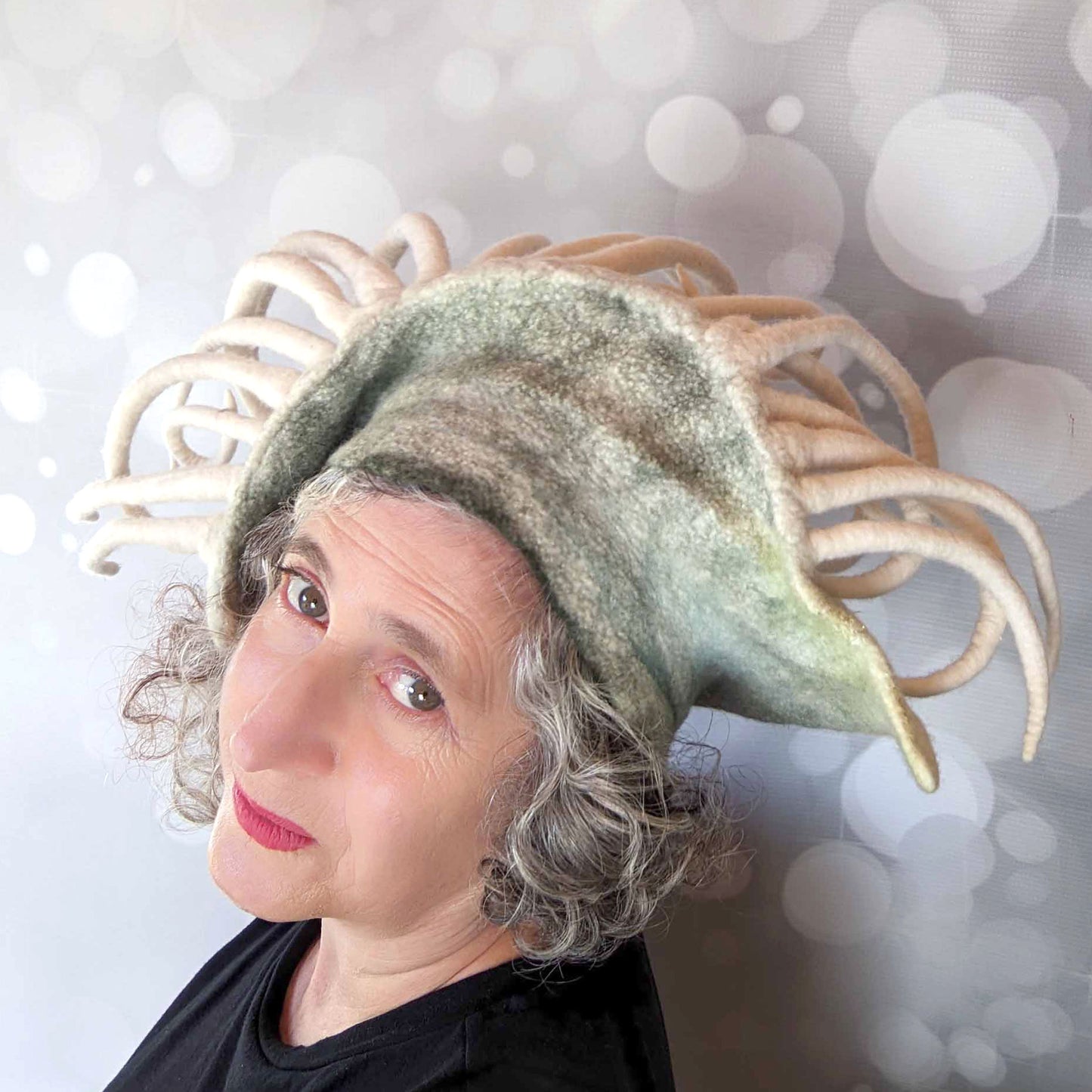 Surreal Sculptural Eye Wearable Art Fantasy Hat - threequartersview