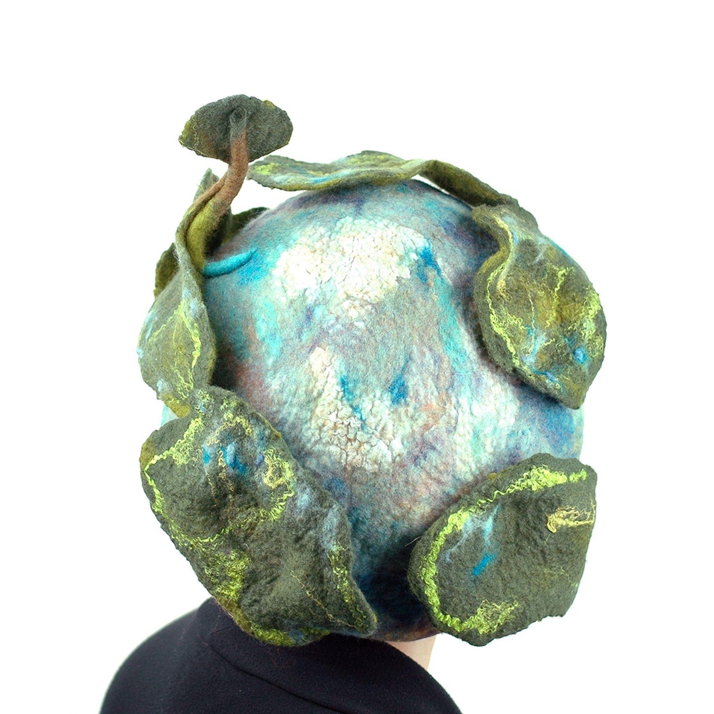 Zany Tree Inspired Wool Beret - back view