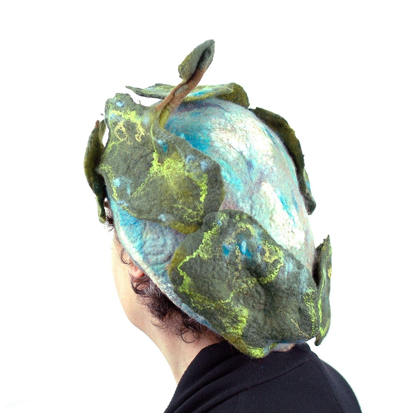 Zany Tree Inspired Wool Beret - back view