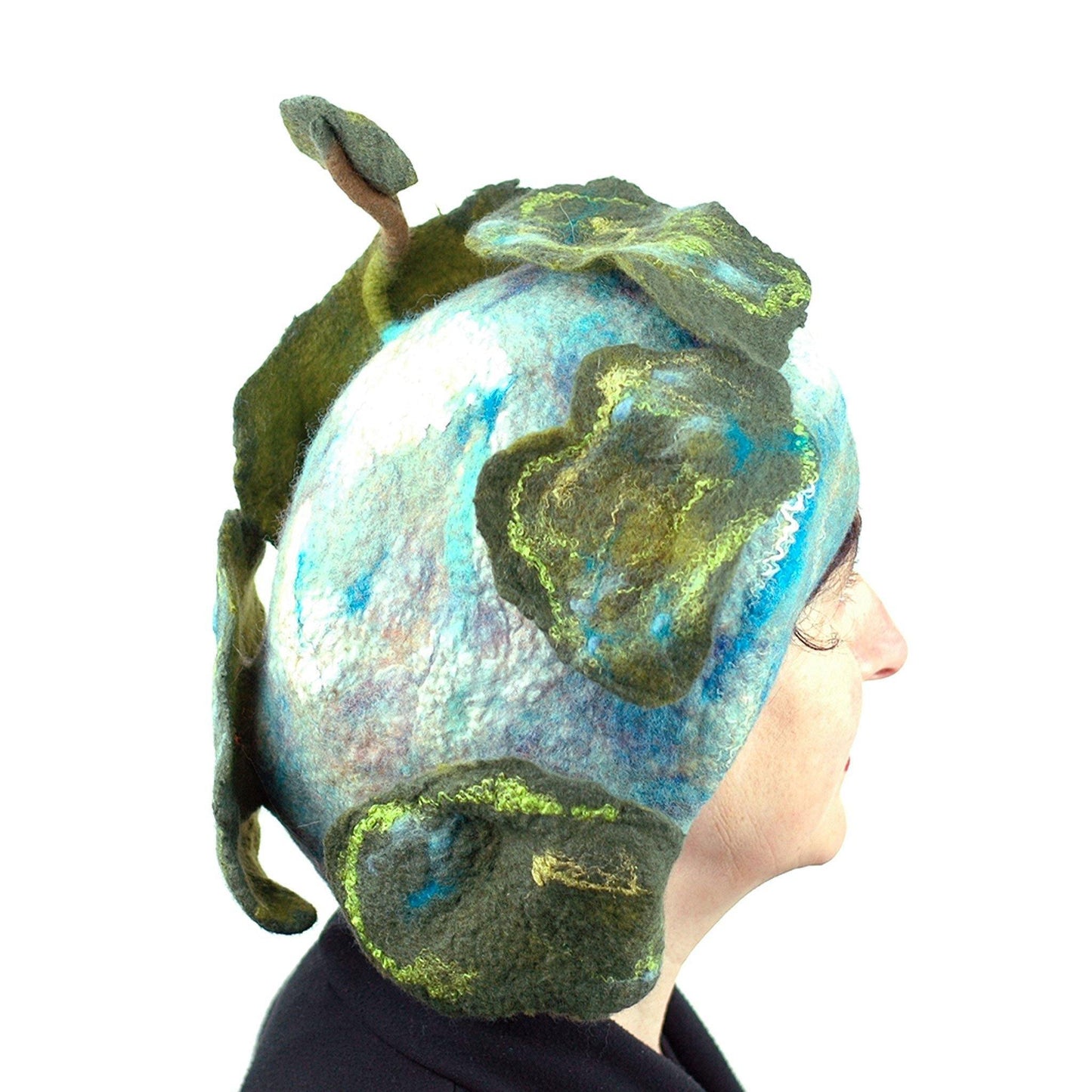 Zany Tree Inspired Wool Beret - back view