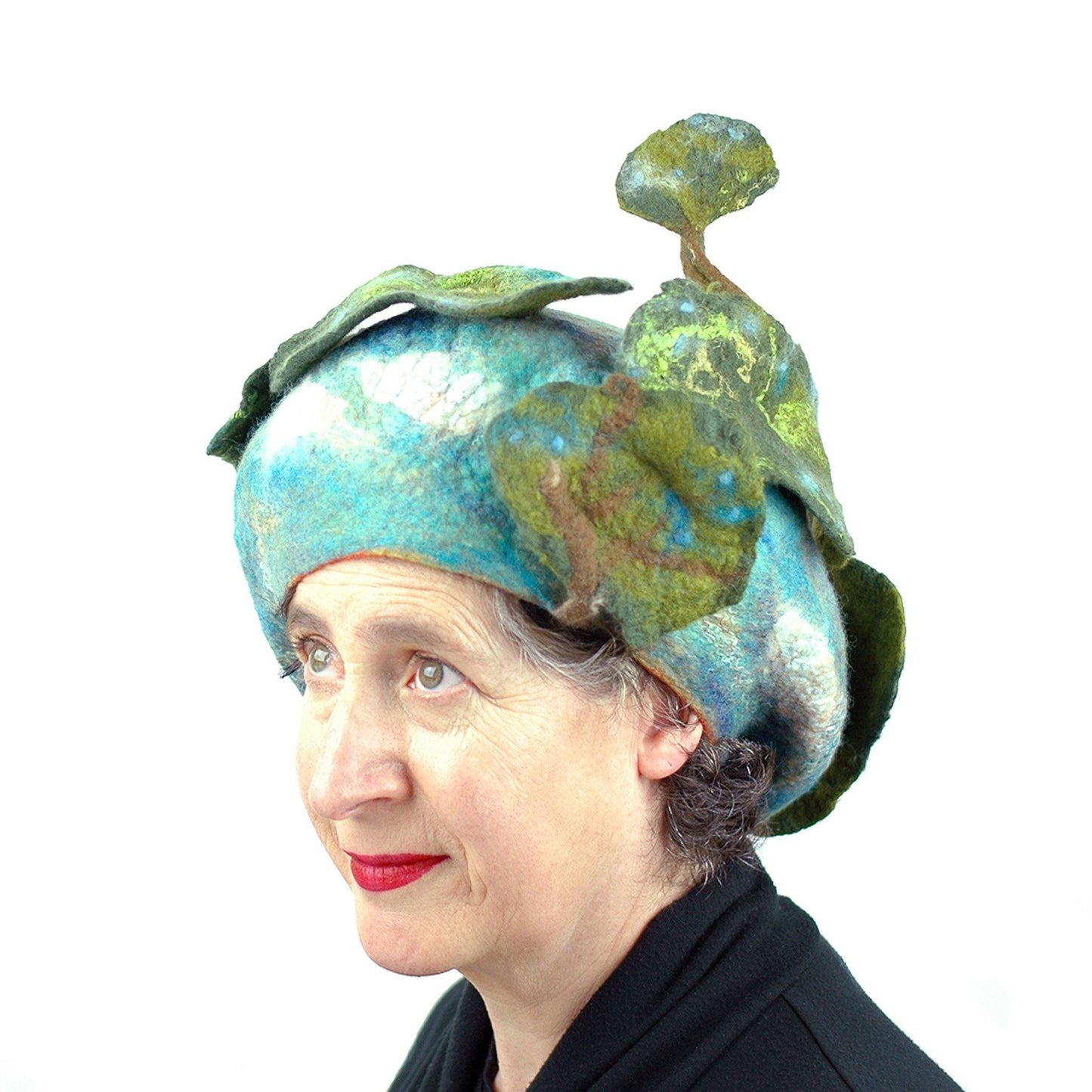 Zany Tree Inspired Wool Beret - three quarters view