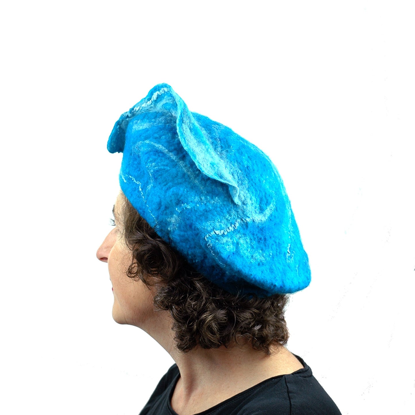 Rust Colored Felted Beret - side view