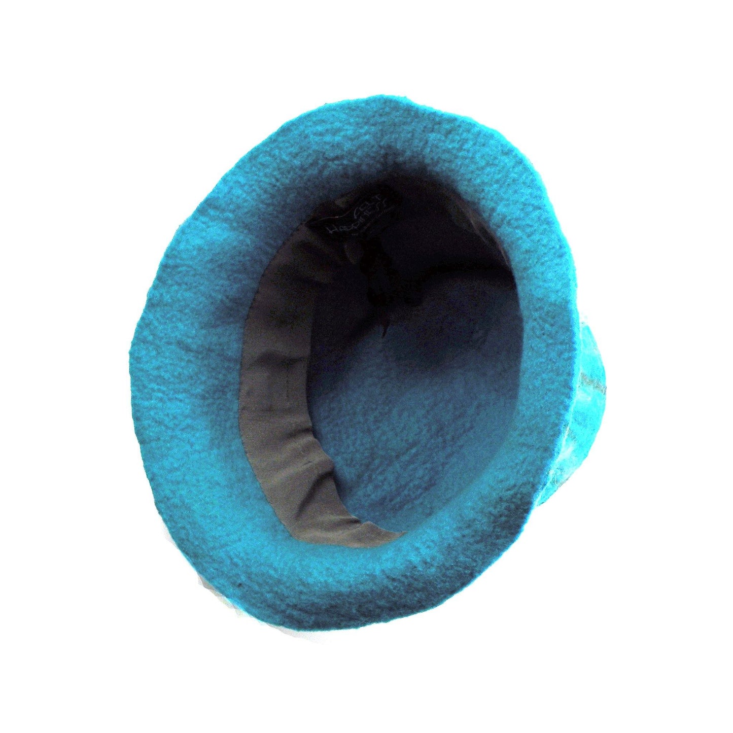 Turquoise and Green Felted Fedora - inside view