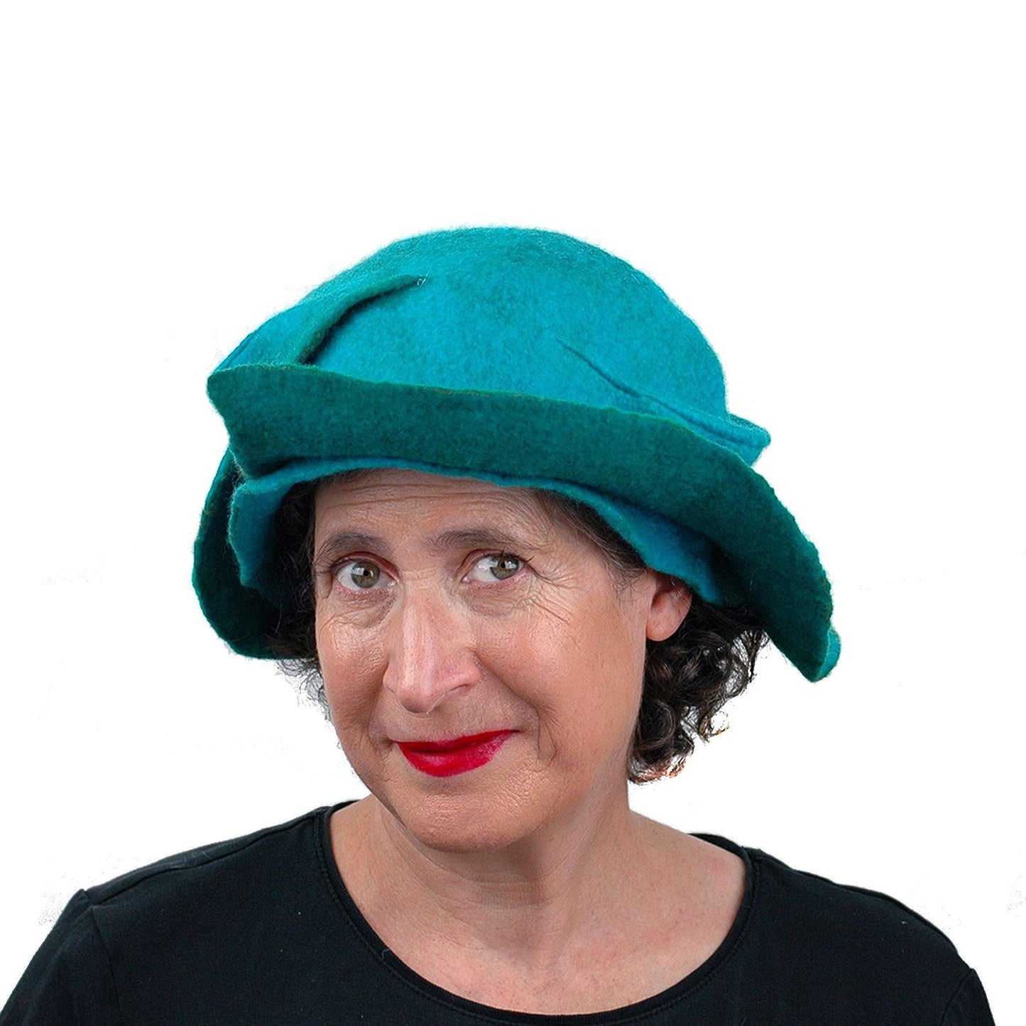 Turquoise Wing Felted Hat - front view
