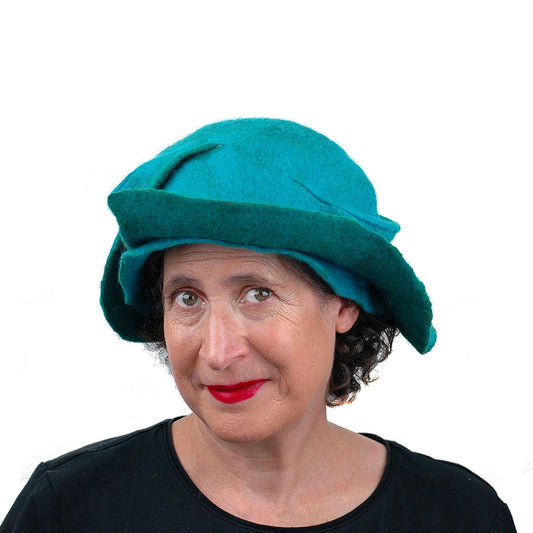 Turquoise Wing Felted Hat - front view
