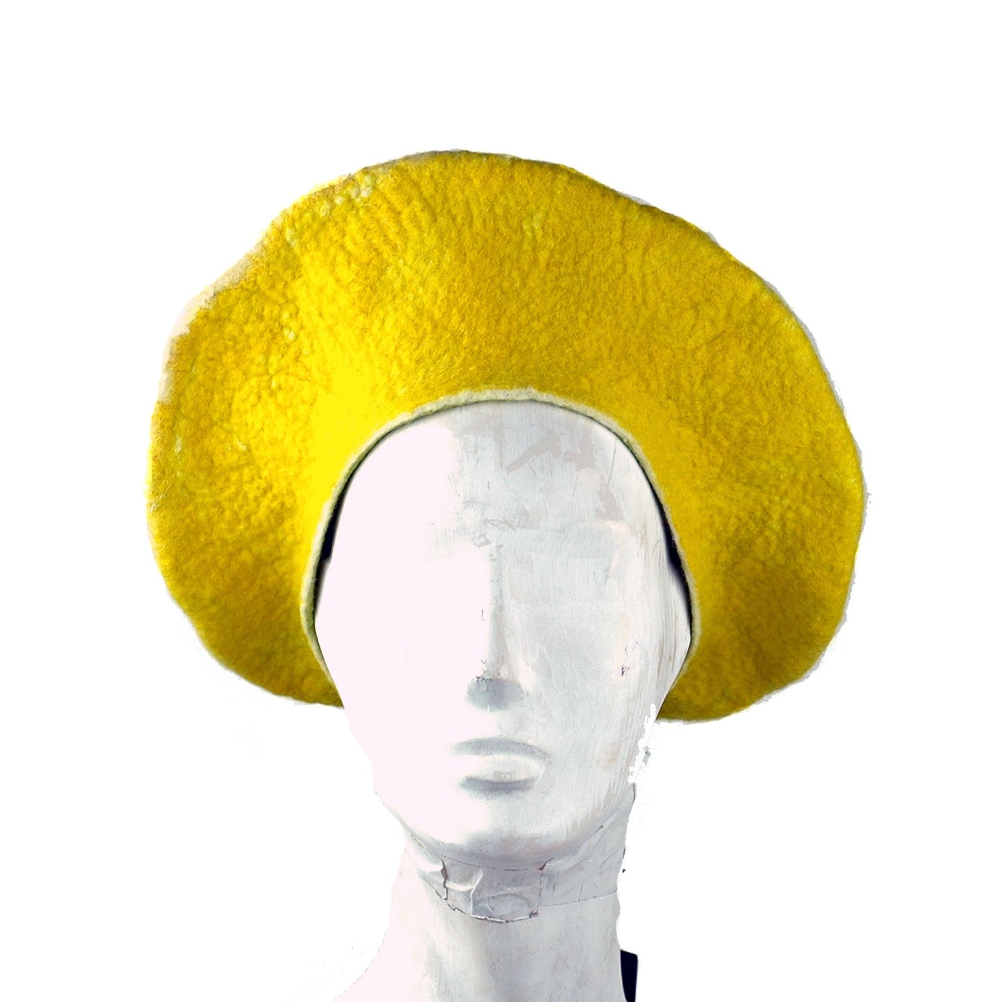Cheerful Felted Lemon Beret - front view