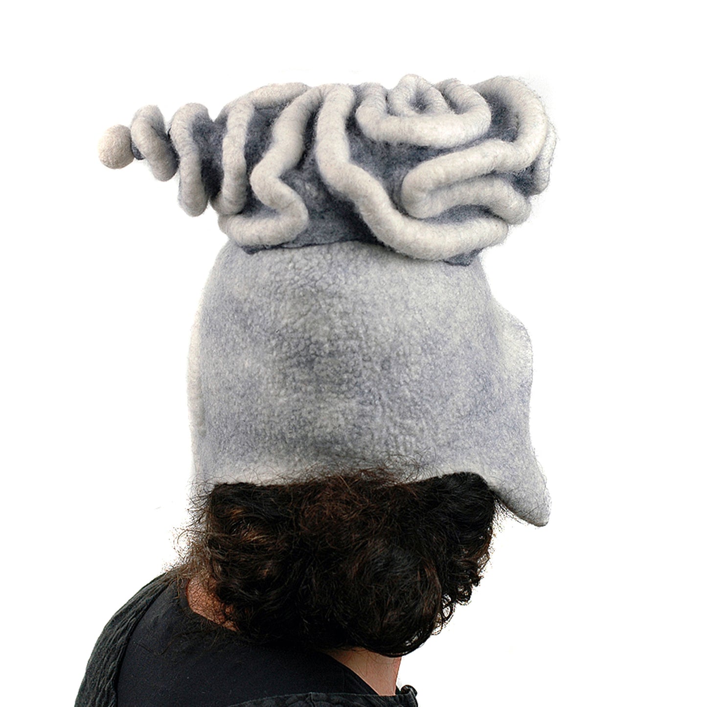 White Surrealistic Brain Hat - back view