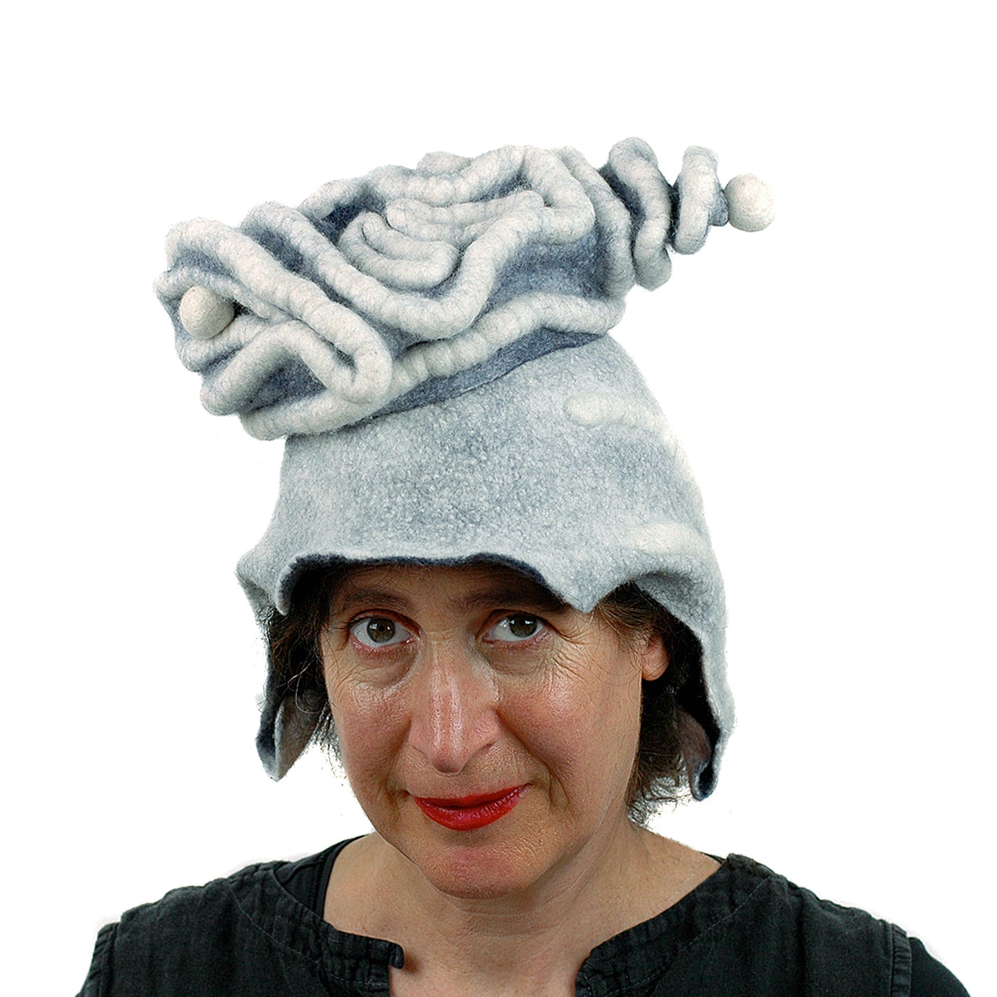 White Surrealistic Brain Hat - front view
