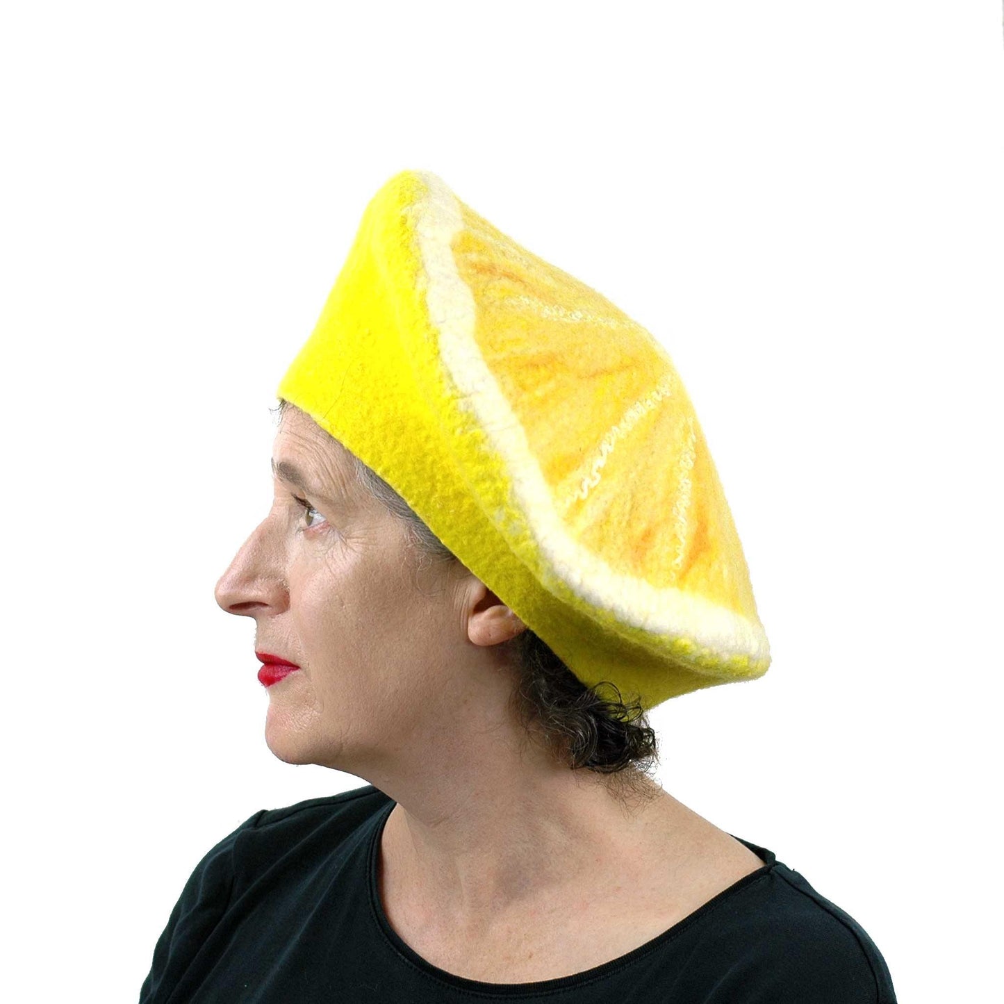 Yellow Lemon Beret - side view