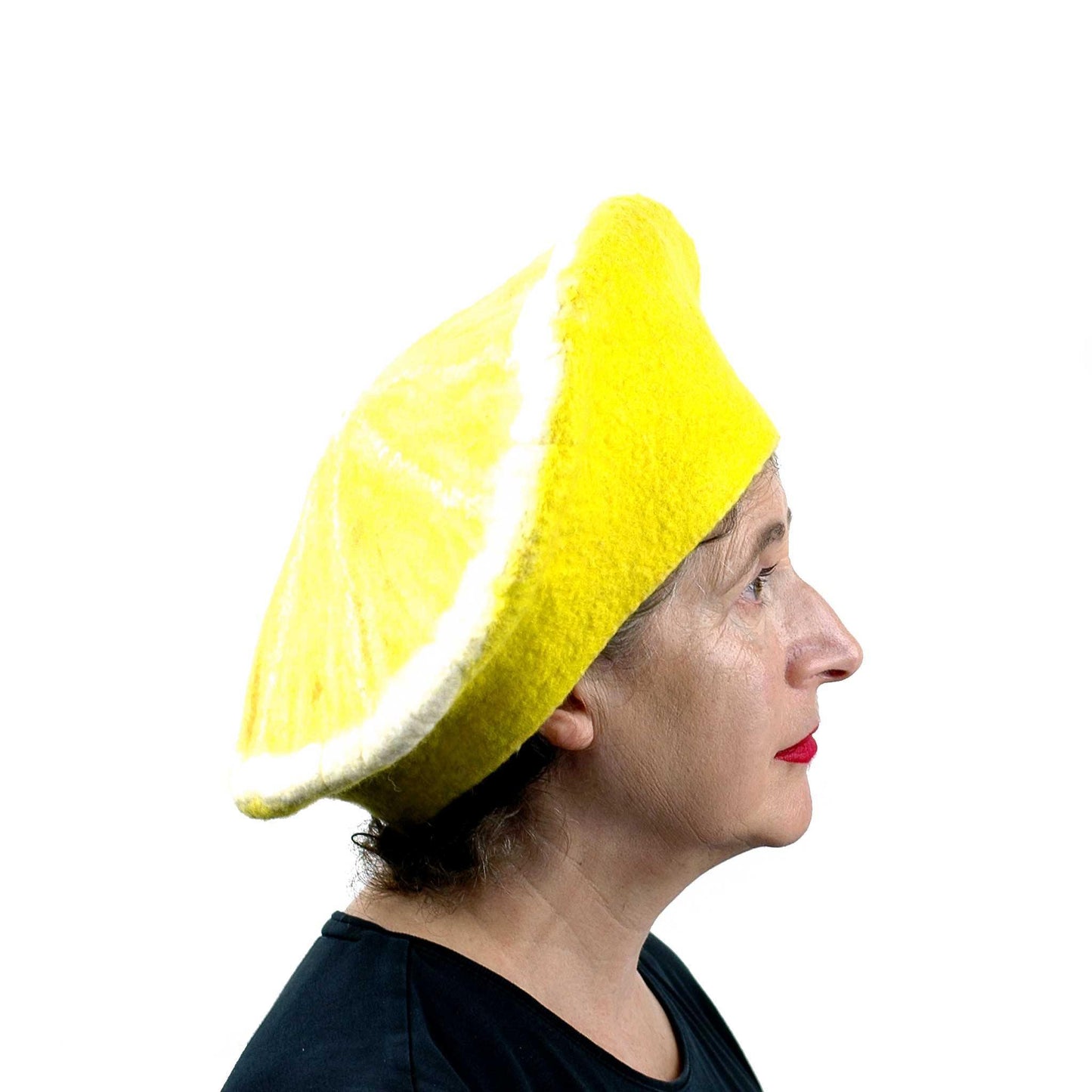 Yellow Lemon Beret - side view