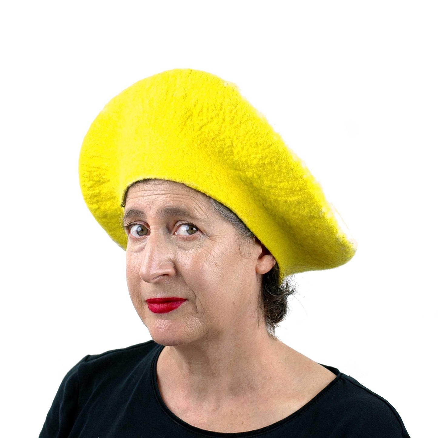 Yellow Lemon Beret - threequarters view