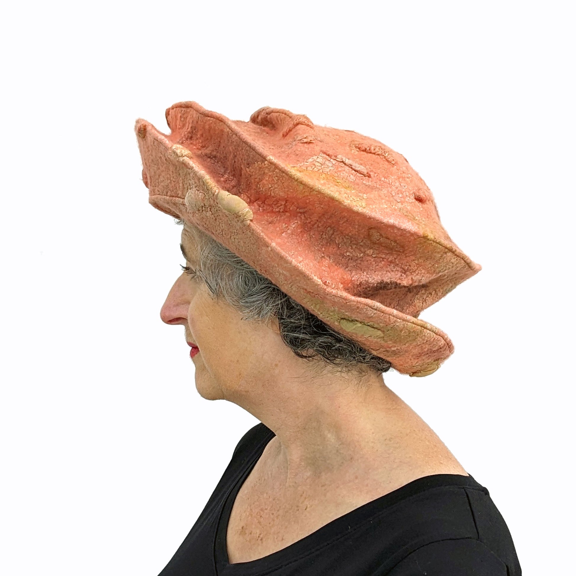 Tudor Inspired Wide Brimmed Autumnal Hat - sideview