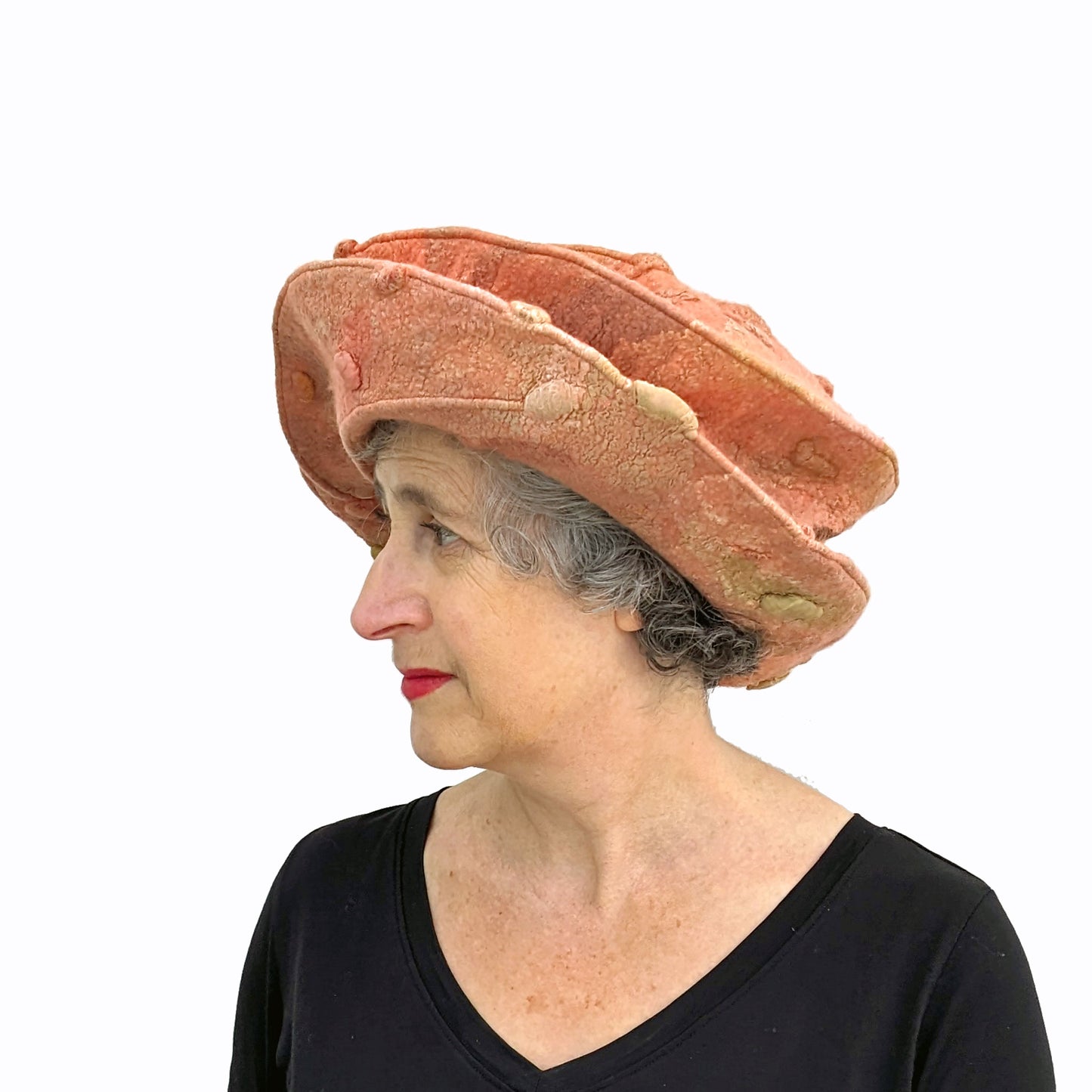 Tudor Inspired Wide Brimmed Autumnal Hat - sideview